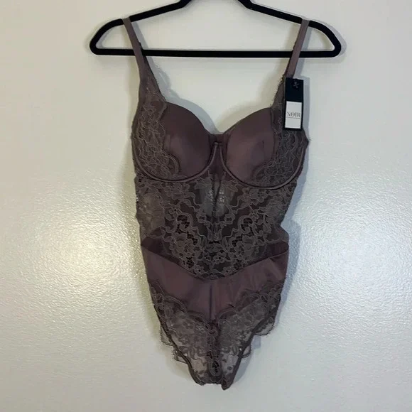 Noir | Genevieve Bodysuit Ephemera Lace Thong Padded Womens size 36D Hunkemoller - Picture 3 of 11
